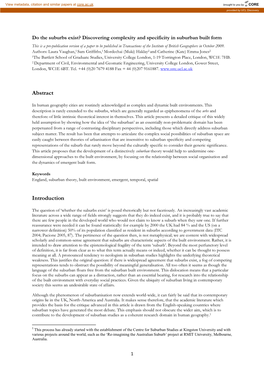 Do the Suburbs Exist? Discovering Complexity and Specificity In