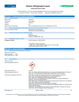 Helium, Refrigerated Liquid