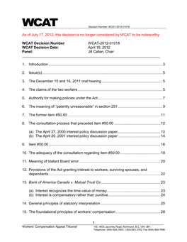 WCAT Decision 2012-01018