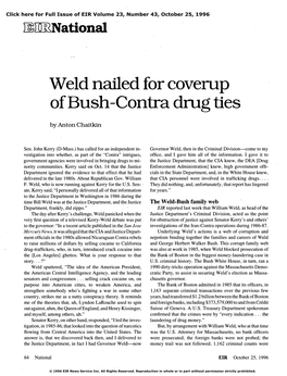 Weld Nailed for Coverup of Bush-Contra Drug Ties