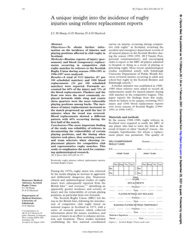 A Unique Insight Into the Incidence of Rugby Injuries Using Referee Replacement Reports