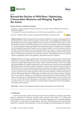 Beyond the Decline of Wild Bees: Optimizing Conservation Measures and Bringing Together the Actors