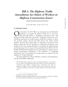 The Highway Traffic Amendment Act (Safety of Workers in Highway Construction Zones)