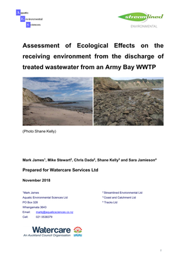 Assessment of Ecological Effects on the Receiving Environment from the Discharge of Treated Wastewater from an Army Bay WWTP