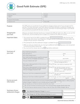 Good Faith Estimate (GFE)