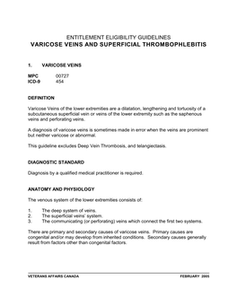 Varicose Veins and Superficial Thrombophlebitis