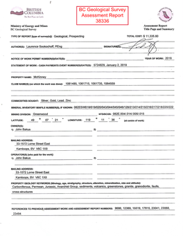 BC Geological Survey Assessment Report 38336