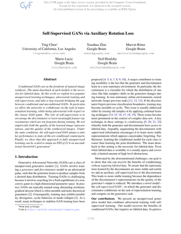 Self-Supervised Gans Via Auxiliary Rotation Loss