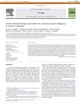 Genetic Diversity Between and Within the Arenavirus Species Indigenous to Western Venezuela ☆