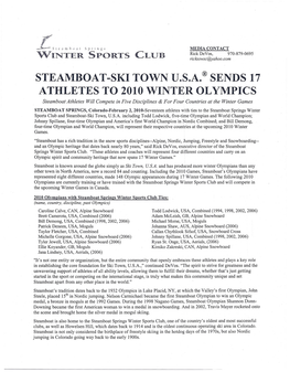 Steamboat-Ski Town U.S.A.®Sends 17 Athletes to 2010