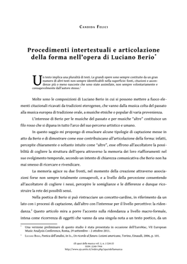 Procedimenti Intertestuali E Articolazione Della Forma Nell'opera