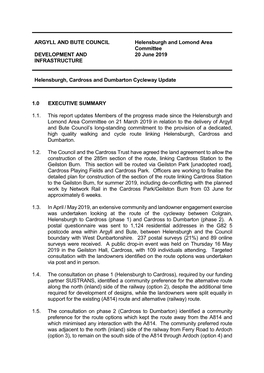 Helensburgh, Cardross and Dumbarton Cycleway Update Pdf 577 Kb