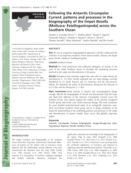 Patterns and Processes in the Biogeography of the Limpet Nacella (Mollusca: Patellogastropoda) Across the Southern Ocean Claudio A