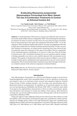 Eradicating Wasmannia Auropunctata (Hymenoptera: Formicidae) from Maui, Hawaii: the Use of Combination Treatments to Control an Arboreal Invasive Ant