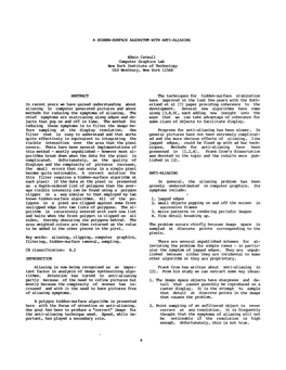 A HIDDEN-SURFACE AIC43RITHM with ANTI-ALIASING Edwin Catmull C~Mputer Graphics Lab New York Institute of Technology Old Westbury