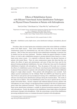 Effects of Rehabilitation System with Efficient Vision-Based Action Identification Techniques on Physical Fitness Promotion in Patients with Schizophrenia