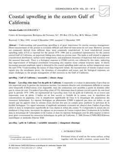 Coastal Upwelling in the Eastern Gulf of California