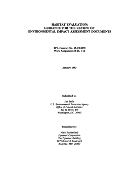 Habitat Evaluation: Guidance for the Review of Environmental Impact Assessment Documents