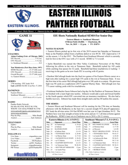 Eastern Illinois Panther Football