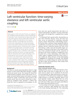Time-Varying Elastance and Left Ventricular Aortic Coupling Keith R