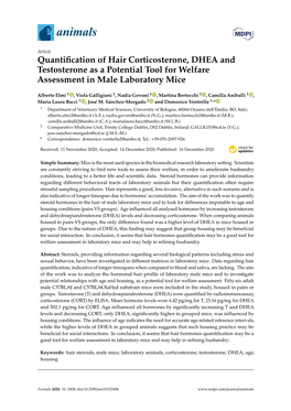 Quantification of Hair Corticosterone, DHEA and Testosterone As