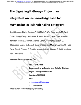 Omics Knowledgebase for Mammalian Cellular Signaling Pathways