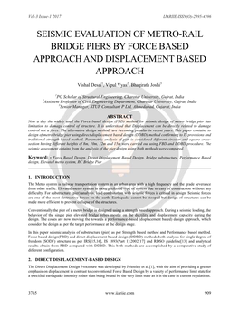 Seismic Evaluation of Metro-Rail Bridge Piers by Force Based Approach and Displacement Based Approach