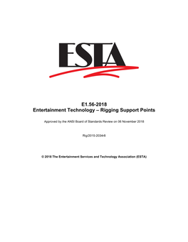 E1.56-2018 Entertainment Technology – Rigging Support Points