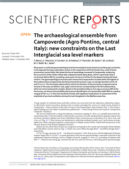 (Agro Pontino, Central Italy): New Constraints on the Last Interglacial