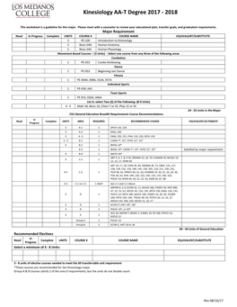 Kinesiology AA-T Degree 2017 - 2018