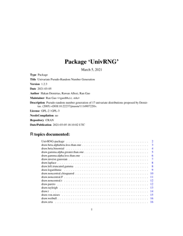 Package 'Univrng'