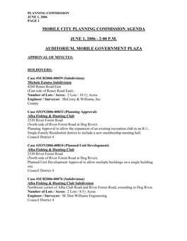 Mobile City Planning Commission Agenda June 1, 2006