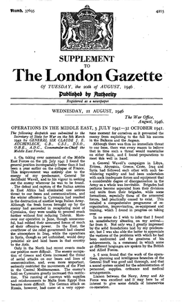 The London Gazette of TUESDAY, the 2Oth of AUGUST, 1946