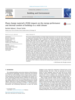 Phase Change Material's (PCM) Impacts on the Energy Performance and Thermal Comfort of Buildings in a Mild Climate