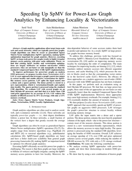 Speeding up Spmv for Power-Law Graph Analytics by Enhancing Locality & Vectorization