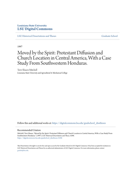 Protestant Diffusion and Church Location in Central America, with a Case Study from Southwestern Honduras