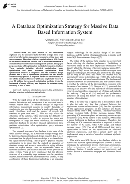 A Database Optimization Strategy for Massive Data Based Information System