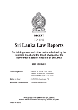 Sri Lanka Law Reports