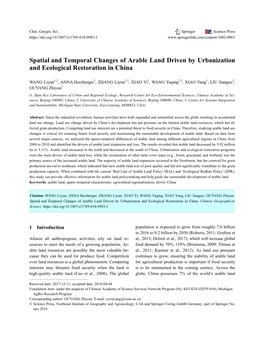 Spatial and Temporal Changes of Arable Land Driven by Urbanization and Ecological Restoration in China