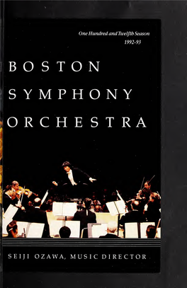 Boston Symphony Orchestra Concert Programs, Season 112, 1992-1993