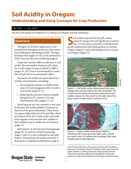 Soil Acidity in Oregon: Understanding and Using Concepts for Crop Production