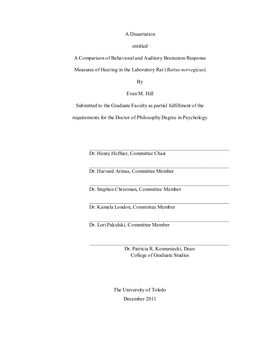 A Comparison of Behavioral and Auditory Brainstem Response