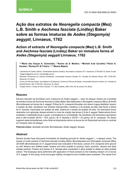 Ação Dos Extratos De Neoregelia Compacta (Mez) L.B