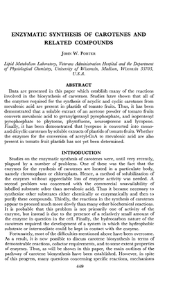 Enzymatic Synthesis of Carotenes and Related Compounds