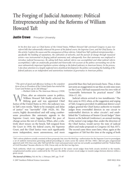 The Forging of Judicial Autonomy: Political Entrepreneurship and the Reforms of William Howard Taft