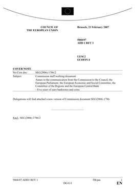 5068/07 ADD1 REV 1 TB/Pm 1 DG GI COUNCIL OF