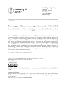 Introducing Gene Deletions by Mouse Zygote Electroporation of Cas12a/Cpf1