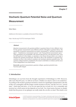 Stochastic Quantum Potential Noise and Quantum Measurement