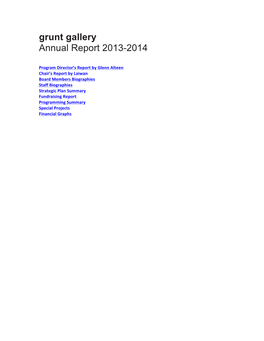 Grunt Gallery Annual Report 2013-2014