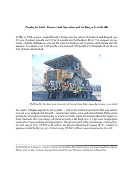 Panning for Gold: Kumtor Gold Operations and the Kyrgyz Republic (B)